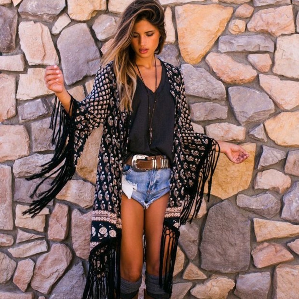 SOLD Bohemian Royale fringe kimono